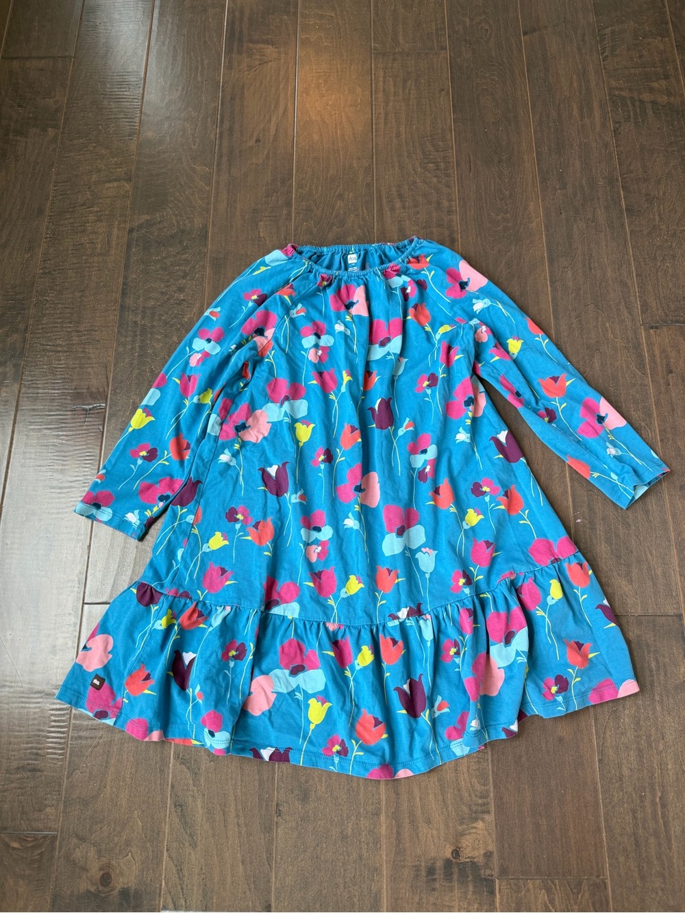 Tea dress - Girls'  size 12 - Blue Floral Long-Sleeve Dress - like new